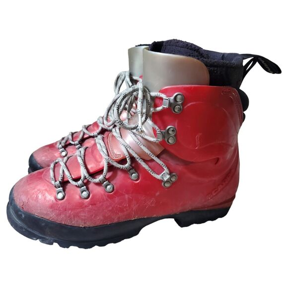 Scarpa Omega Mountaineering Ice Climbing Red Plastic Boots Men UK 9 READ SCUFFS - Picture 14 of 16